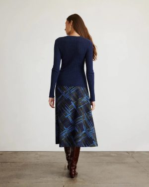 Crew Neck Kayden Knit Top Melange Navy