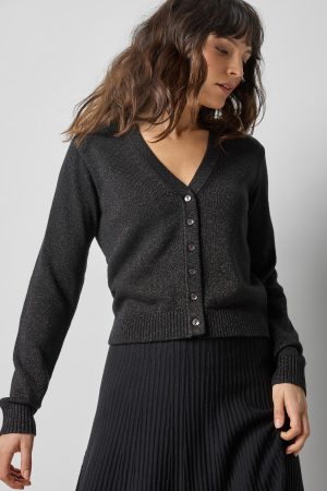 V-Neck Sparkle Cardigan Black