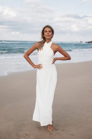 Betsy Halterneck Maxi Dress – White