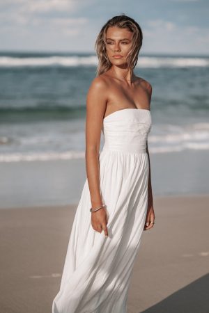 Kayt Strapless Dress – White