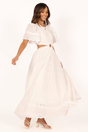 Merletto Cut Out Maxi Dress – White